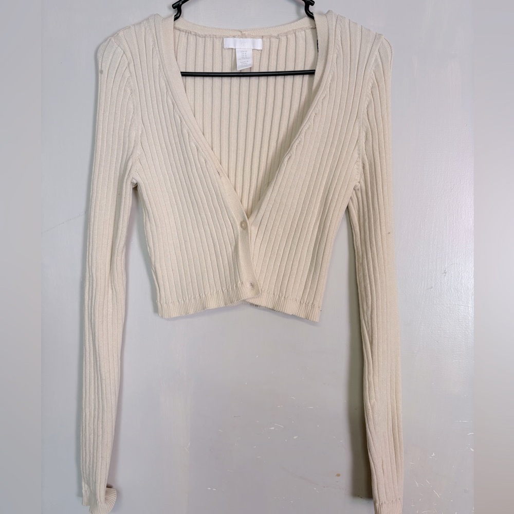 Cream/Light Yellow Cropped Cardigan